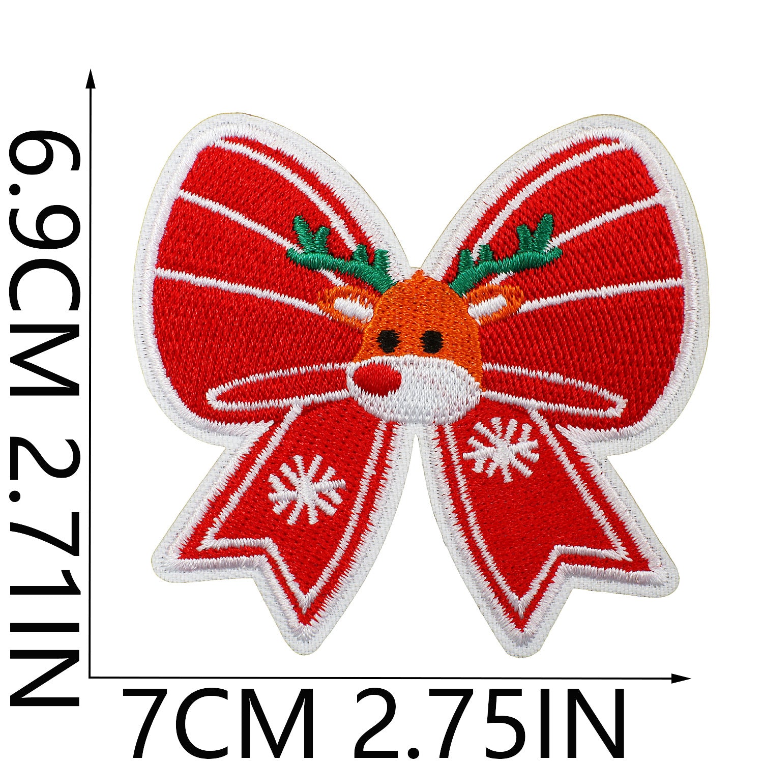 Wholesale Christmas Bow Theme Embroidered Cloth Patch Elk Bow Patch